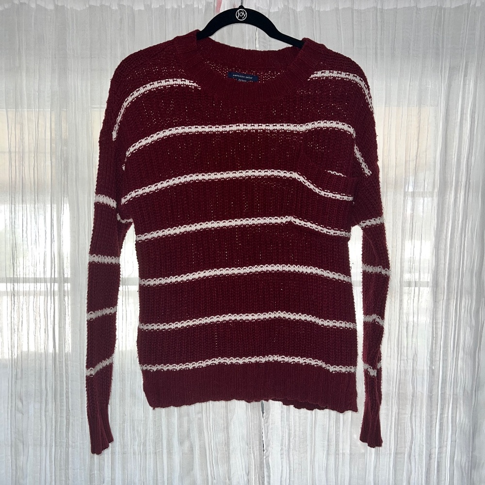 Burgundy American Eagle Striped Sweater